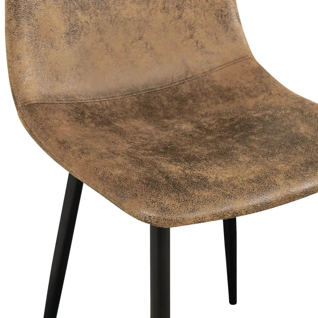 Set of Four Brown and Black Suede and Metal Dining Side Chairs Homeroots Kitchen & Dining