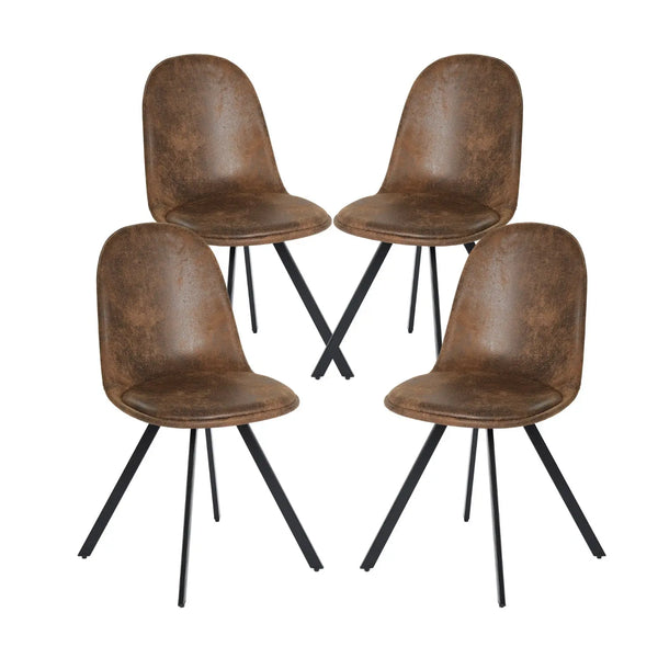Set of Four Brown and Black Upholstered Suede Dining Side Chairs Homeroots Kitchen & Dining