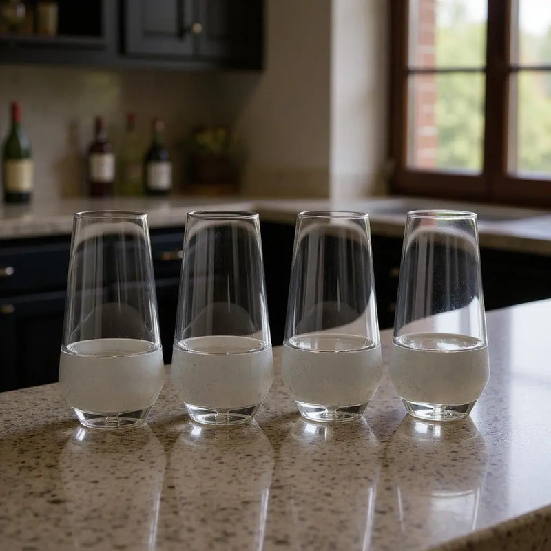 Set of Four Clear And White Plastic Angular Shape Stemless White Wine Glass Homeroots Kitchen & Dining