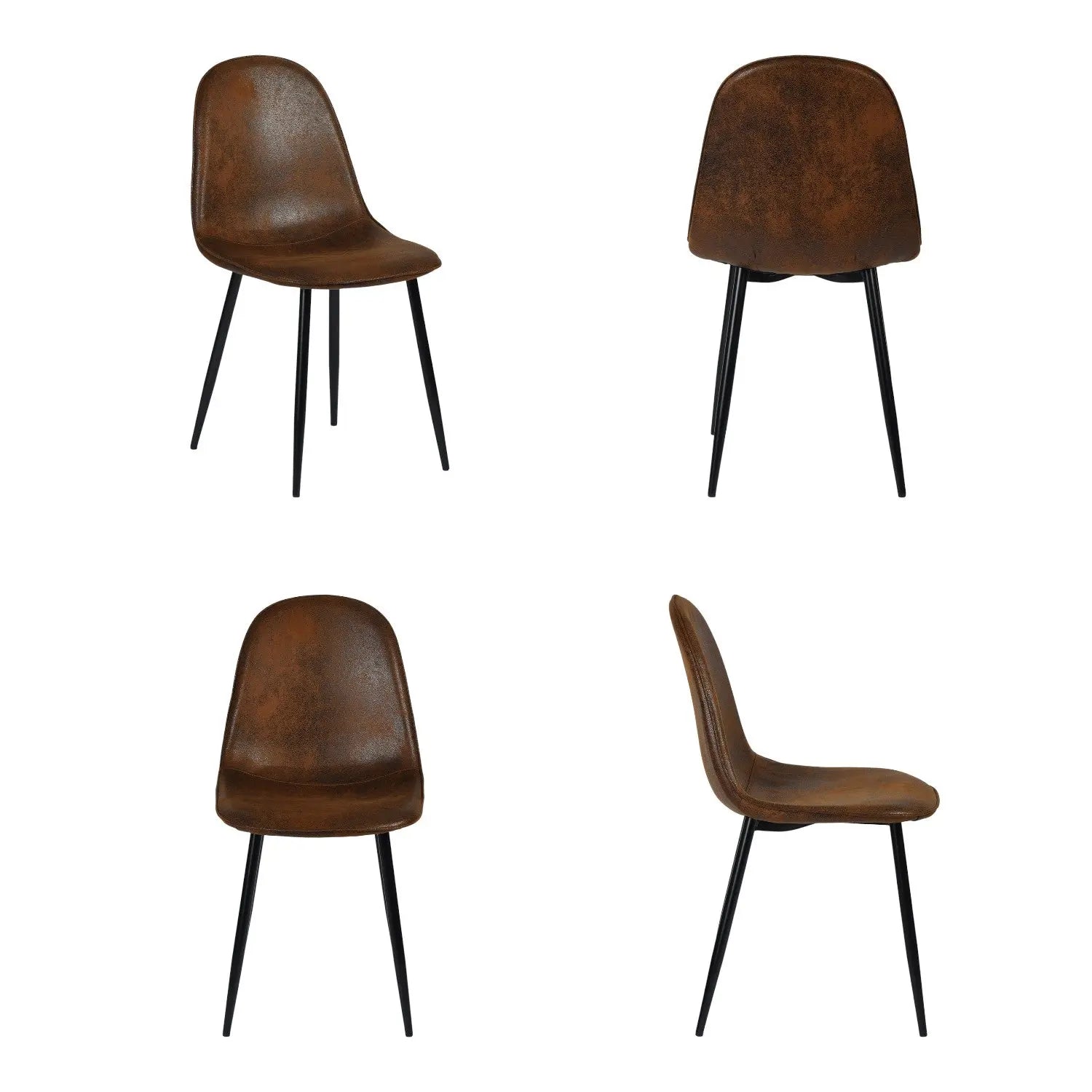 Set of Four Espresso and Black Faux Suede and Steel Dining Side Chairs Homeroots Kitchen & Dining