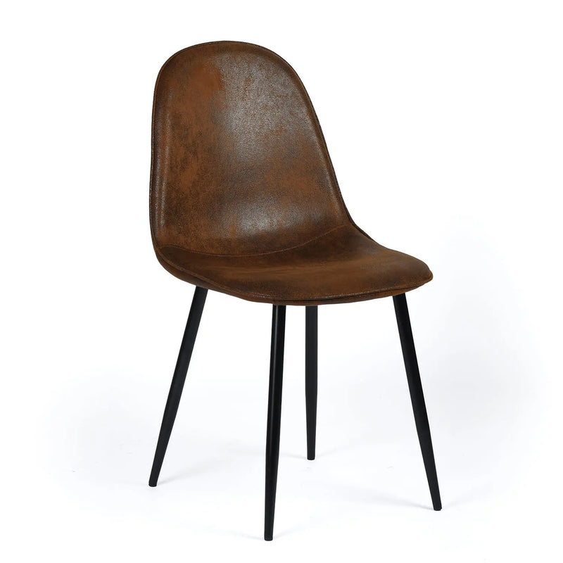 Set of Four Espresso and Black Faux Suede and Steel Dining Side Chairs Homeroots Kitchen & Dining