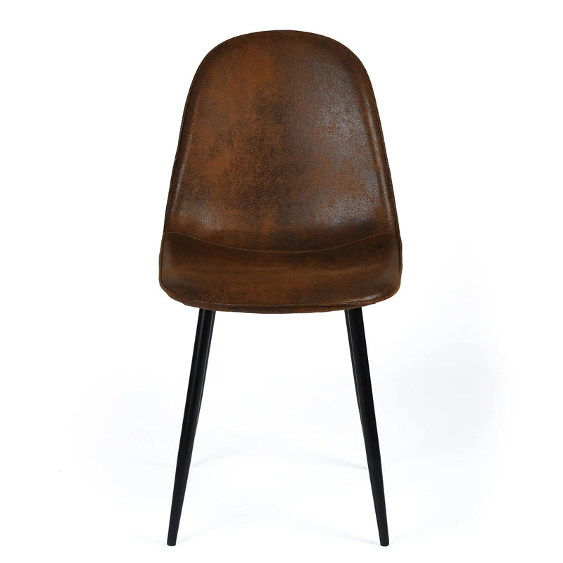 Set of Four Espresso and Black Faux Suede and Steel Dining Side Chairs Homeroots Kitchen & Dining