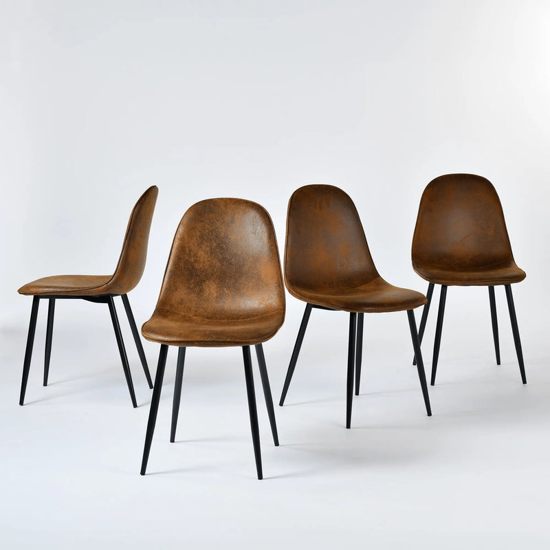 Set of Four Espresso and Black Faux Suede and Steel Dining Side Chairs Homeroots Kitchen & Dining