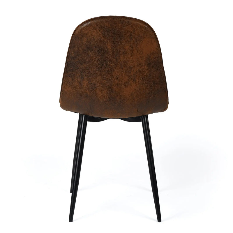 Set of Four Espresso and Black Faux Suede and Steel Dining Side Chairs Homeroots Kitchen & Dining