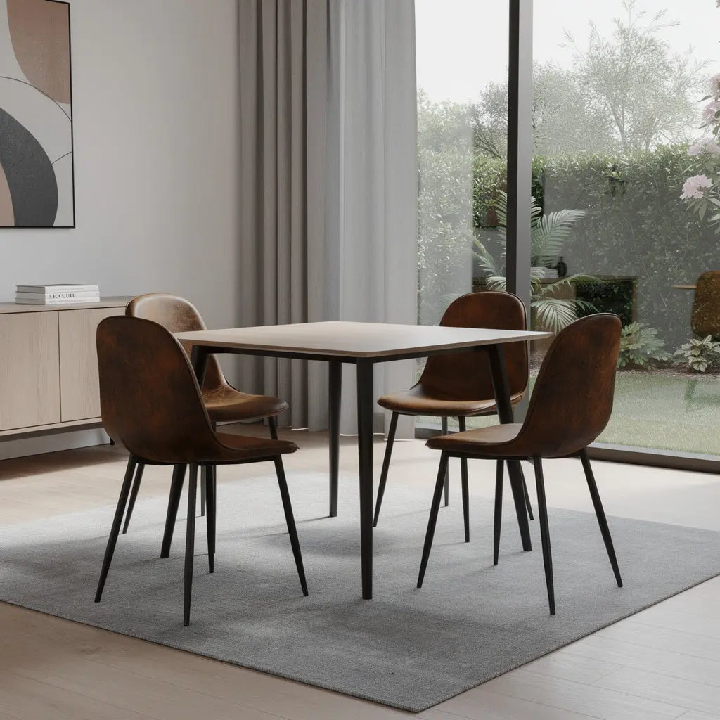 Set of Four Espresso and Black Faux Suede and Steel Dining Side Chairs Homeroots Kitchen & Dining