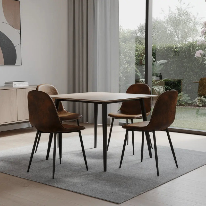 Set of Four Espresso and Black Faux Suede and Steel Dining Side Chairs Homeroots Kitchen & Dining