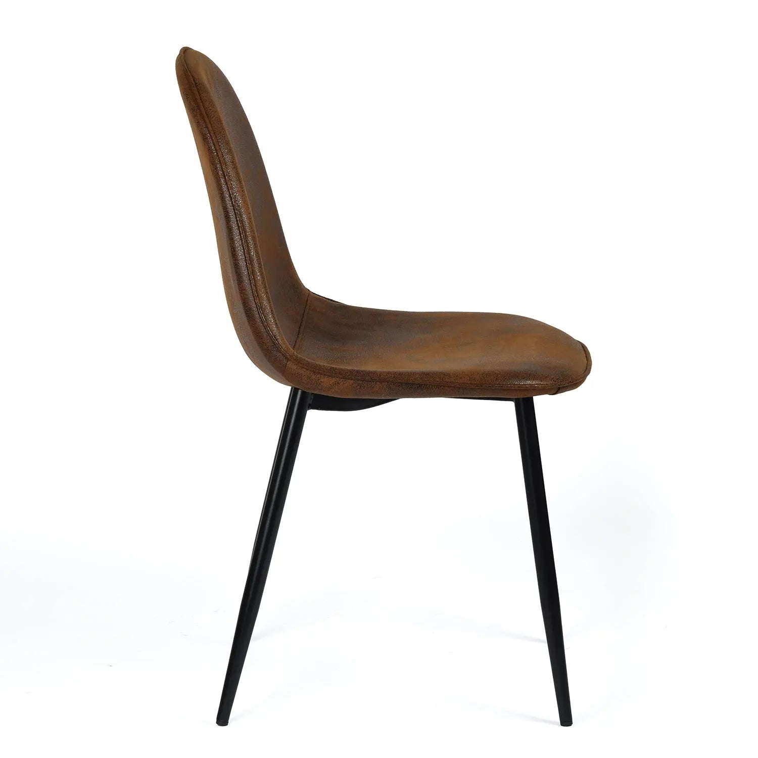 Set of Four Espresso and Black Faux Suede and Steel Dining Side Chairs Homeroots Kitchen & Dining