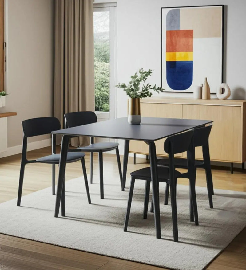 Set of Four Gray Heavy Duty Plastic Dining Side Chairs Homeroots Kitchen & Dining