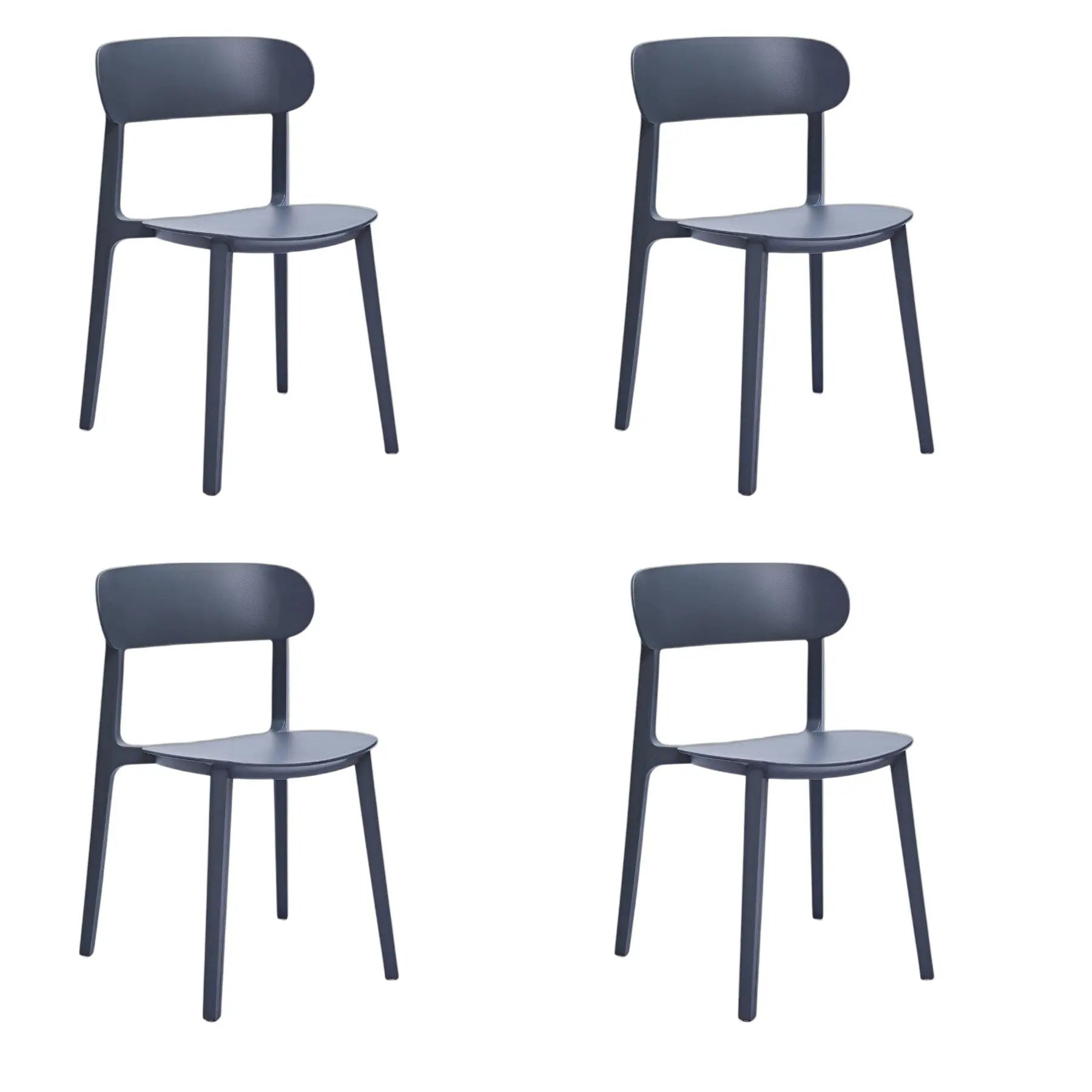 Set of Four Gray Heavy Duty Plastic Dining Side Chairs Homeroots Kitchen & Dining