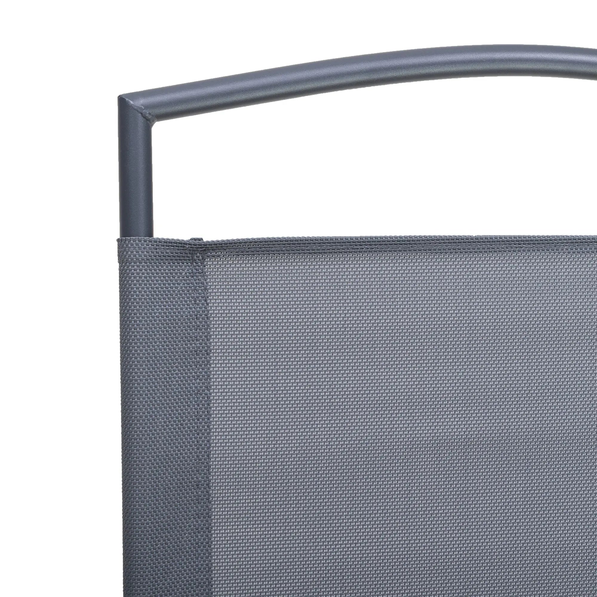 Set of Four Gray Woven Metal Sling Outdoor Folding Dining Chairs Homeroots Outdoor