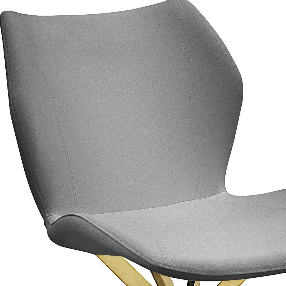 Set of Four Gray and Gold Faux Leather Dining Side Chairs Homeroots Kitchen & Dining