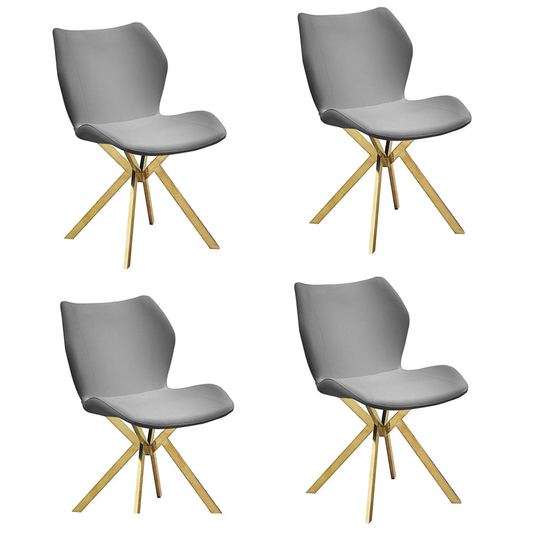 Set of Four Gray and Gold Faux Leather Dining Side Chairs Homeroots Kitchen & Dining
