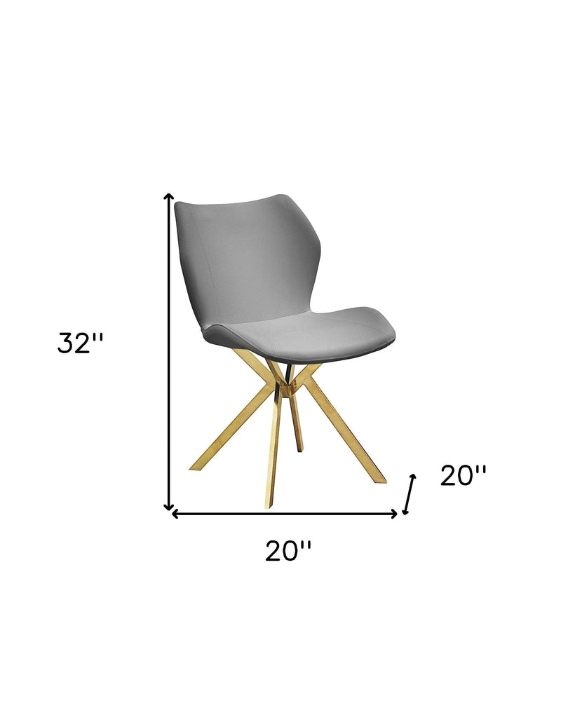 Set of Four Gray and Gold Faux Leather Dining Side Chairs Homeroots Kitchen & Dining