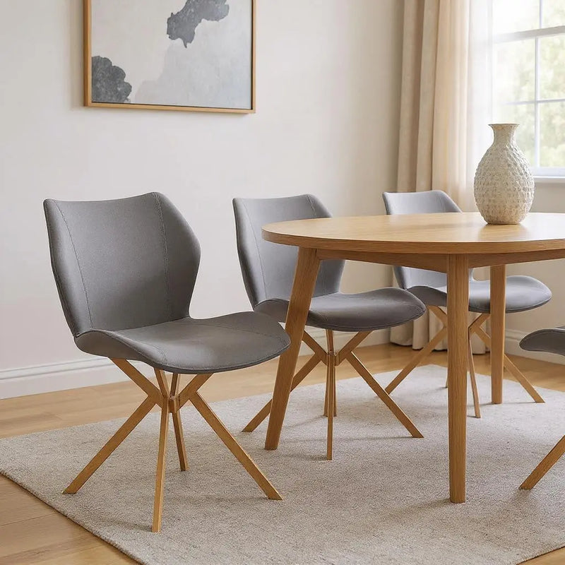 Set of Four Gray and Gold Faux Leather Dining Side Chairs Homeroots Kitchen & Dining