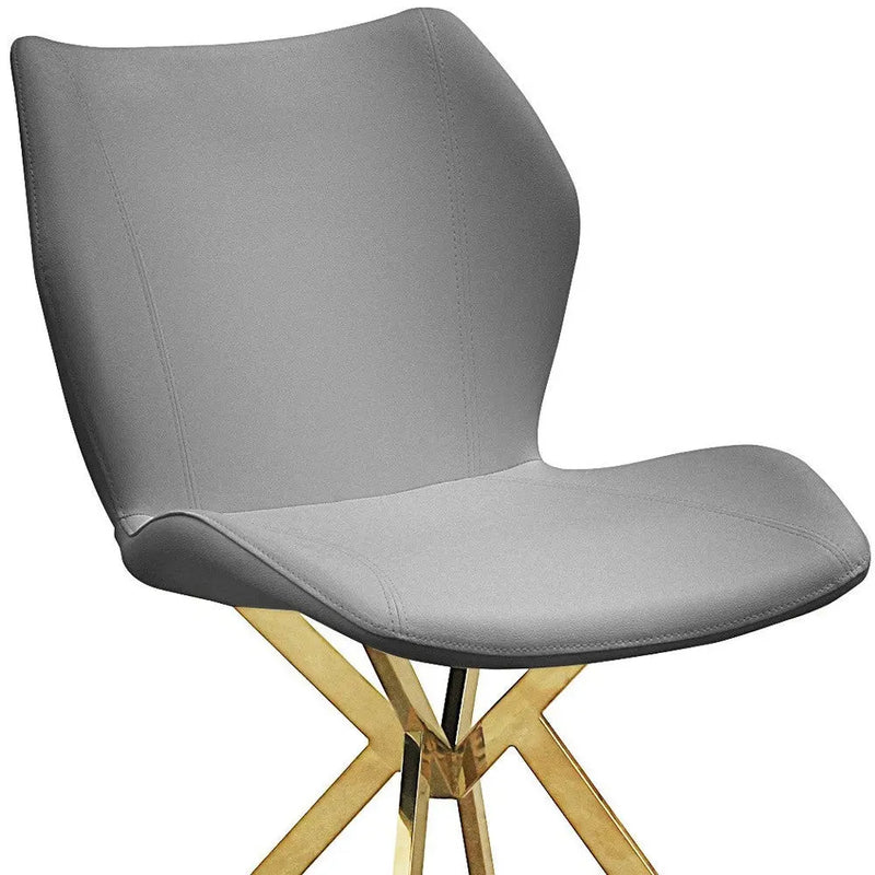Set of Four Gray and Gold Faux Leather Dining Side Chairs Homeroots Kitchen & Dining