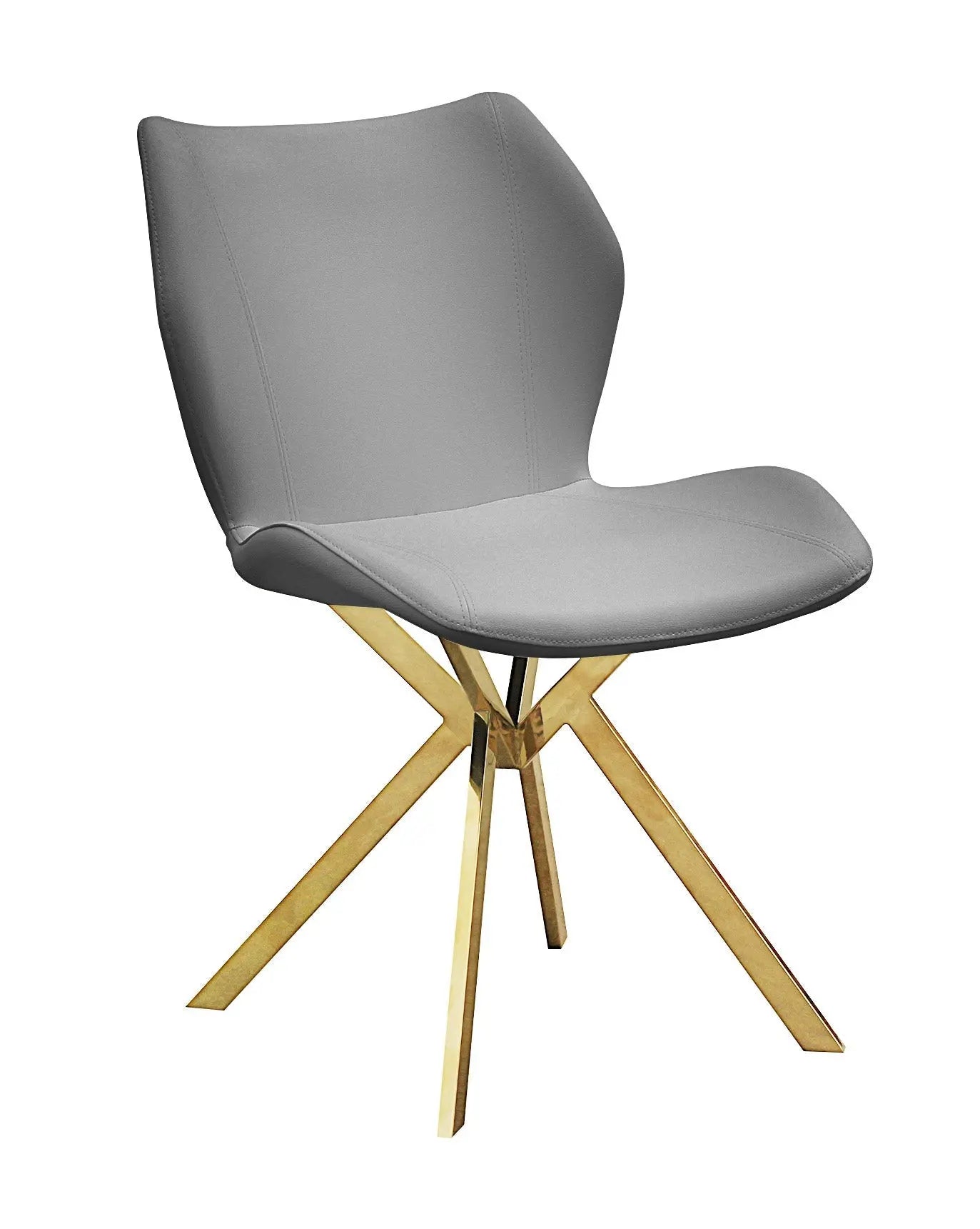 Set of Four Gray and Gold Faux Leather Dining Side Chairs Homeroots Kitchen & Dining
