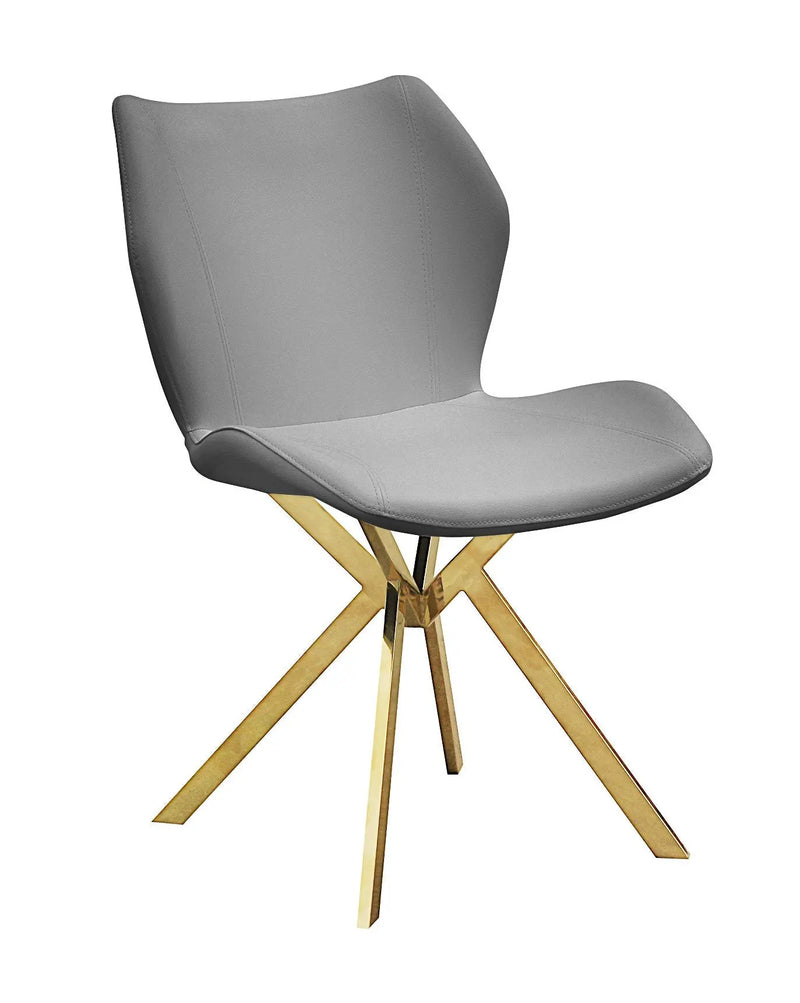 Set of Four Gray and Gold Faux Leather Dining Side Chairs Homeroots Kitchen & Dining