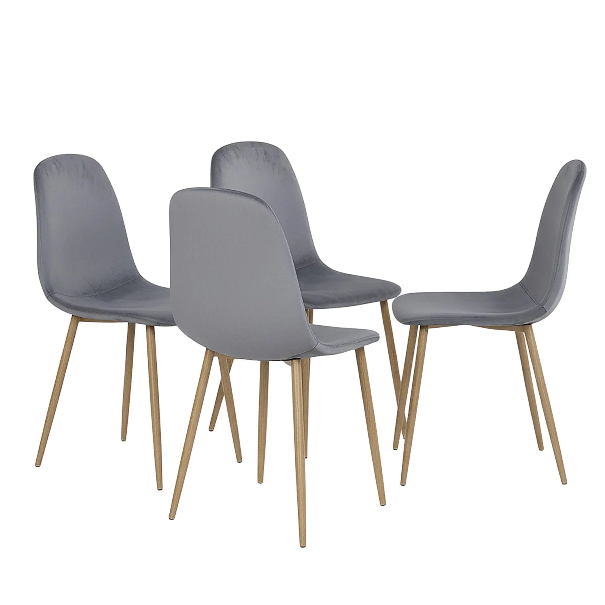Set of Four Gray and Oak Velvet and Steel Dining Side Chairs Homeroots Kitchen & Dining