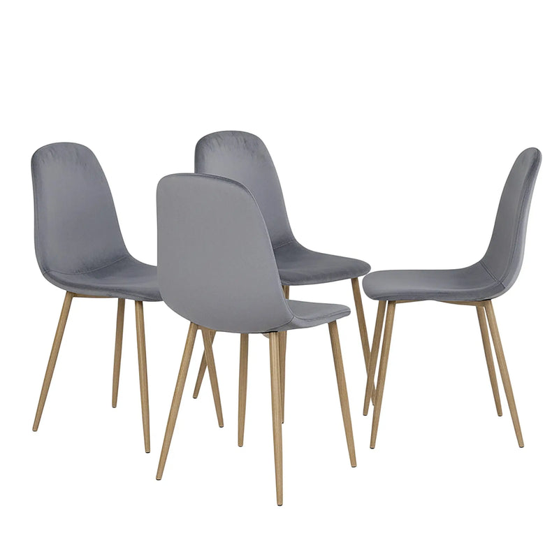 Set of Four Gray and Oak Velvet and Steel Dining Side Chairs Homeroots Kitchen & Dining