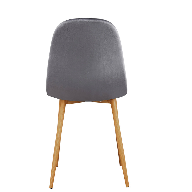 Set of Four Gray and Oak Velvet and Steel Dining Side Chairs Homeroots Kitchen & Dining