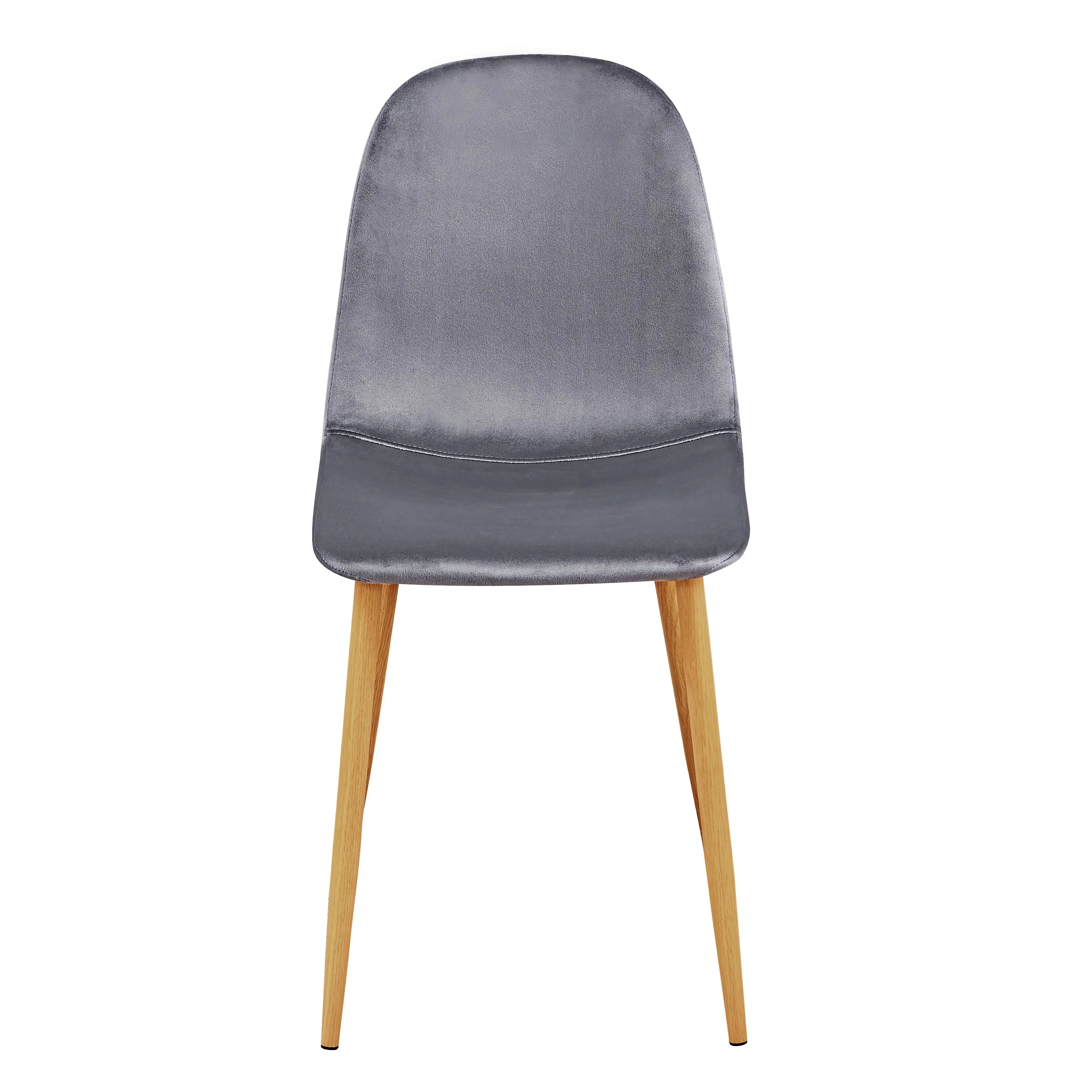 Set of Four Gray and Oak Velvet and Steel Dining Side Chairs Homeroots Kitchen & Dining
