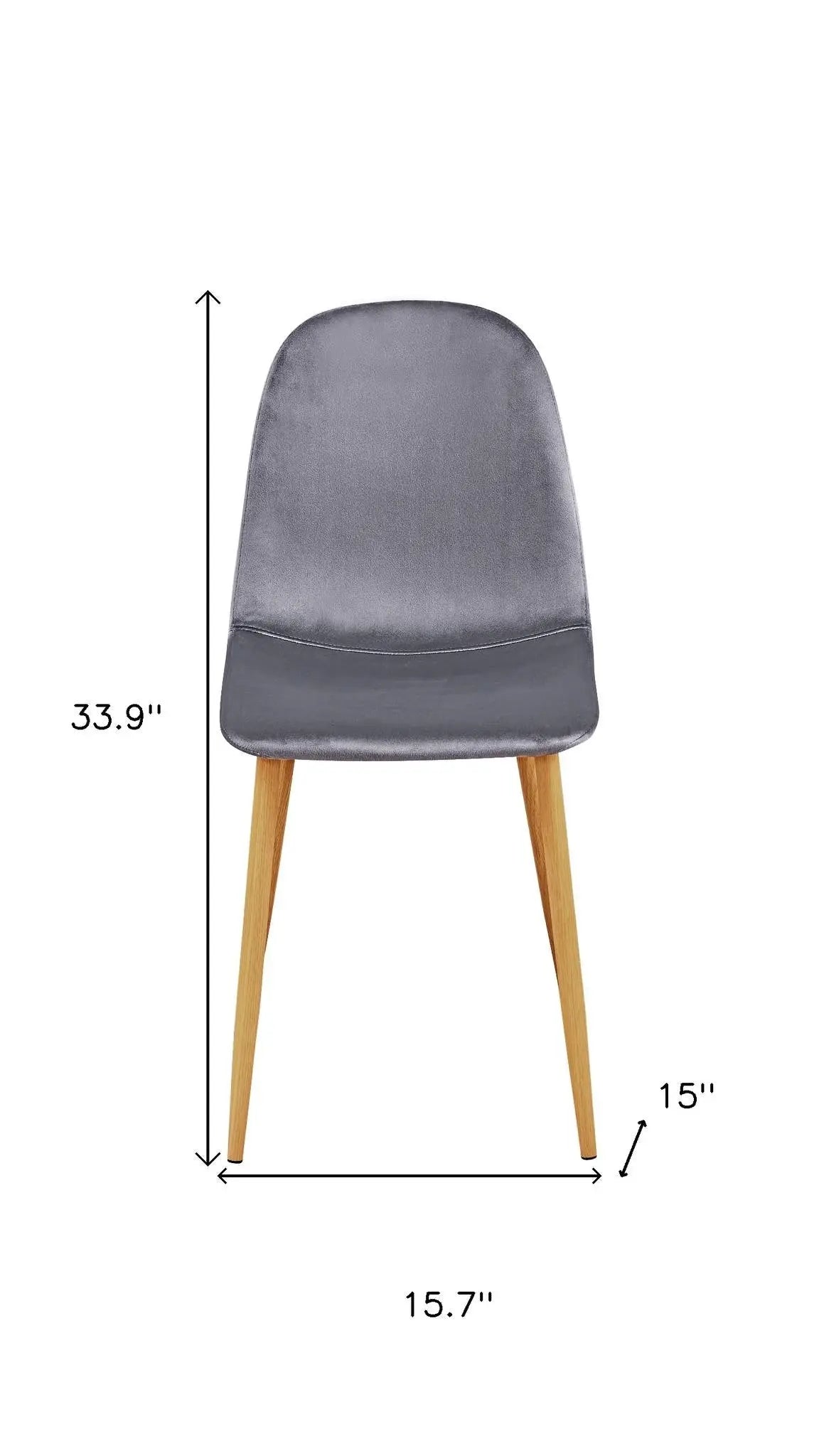 Set of Four Gray and Oak Velvet and Steel Dining Side Chairs Homeroots Kitchen & Dining