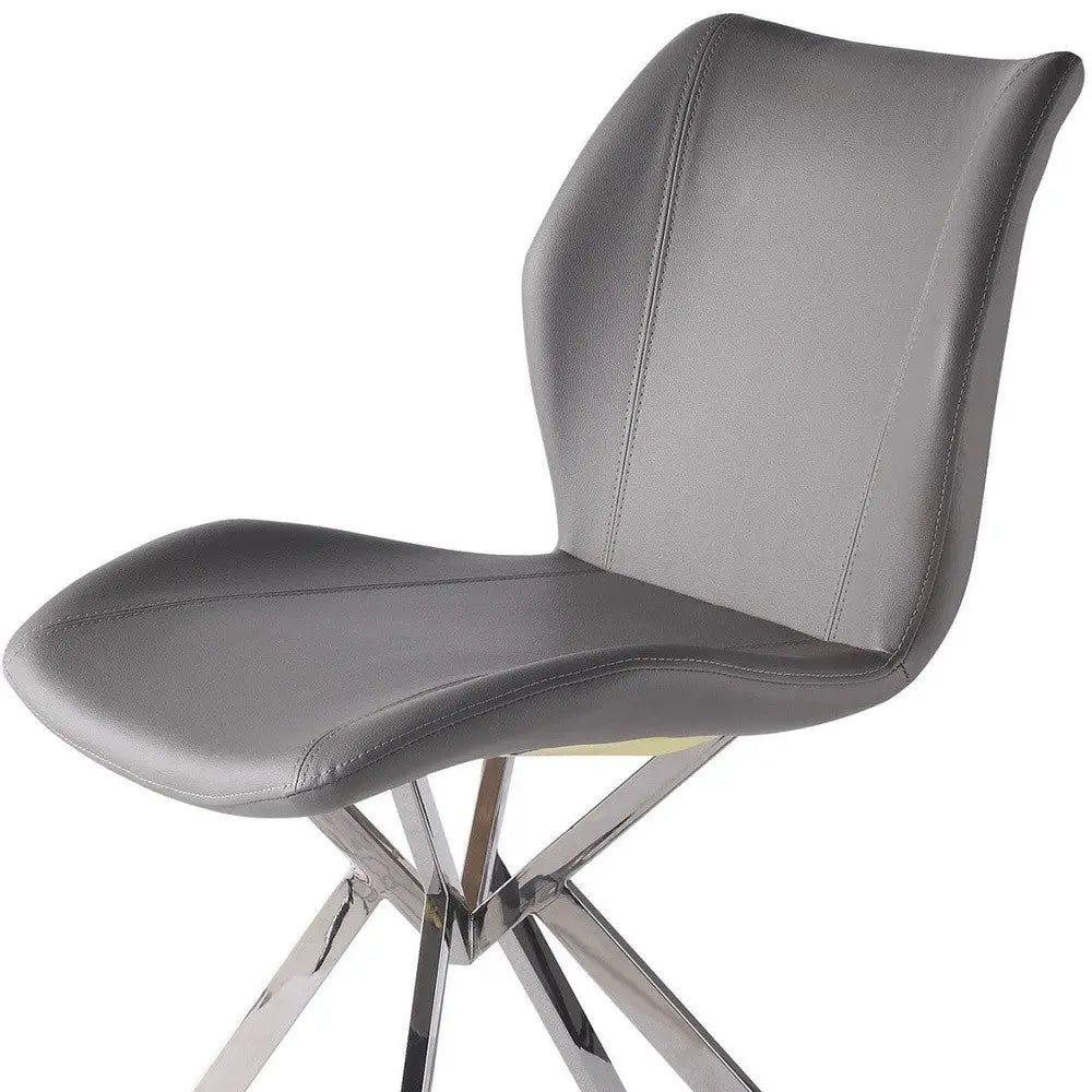 Set of Four Gray and Silver Faux Leather Dining Side Chairs Homeroots Kitchen & Dining
