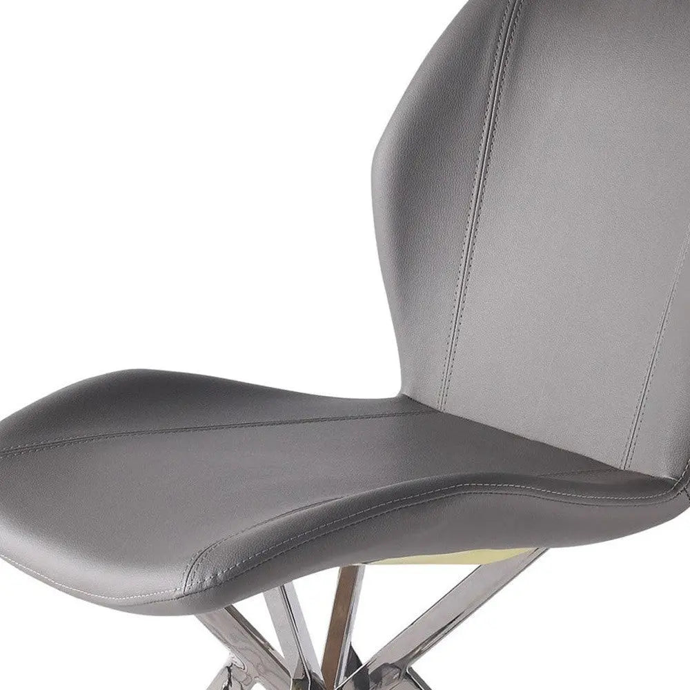 Set of Four Gray and Silver Faux Leather Dining Side Chairs Homeroots Kitchen & Dining