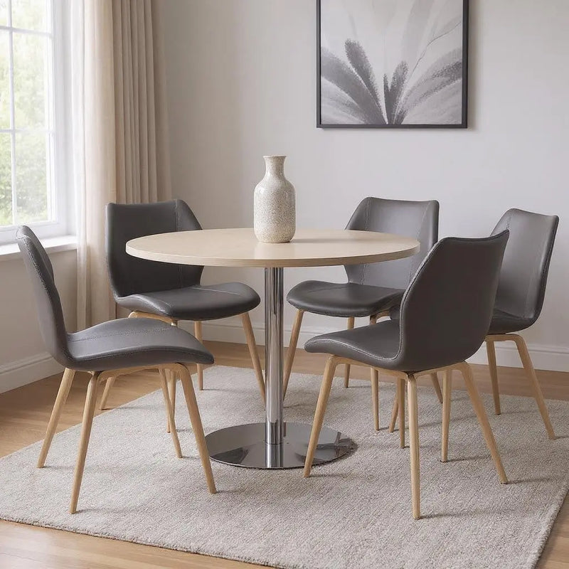 Set of Four Gray and Silver Faux Leather Dining Side Chairs Homeroots Kitchen & Dining