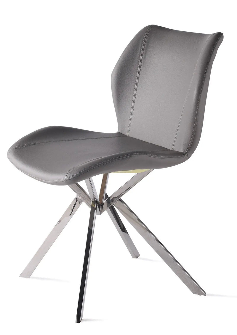 Set of Four Gray and Silver Faux Leather Dining Side Chairs Homeroots Kitchen & Dining
