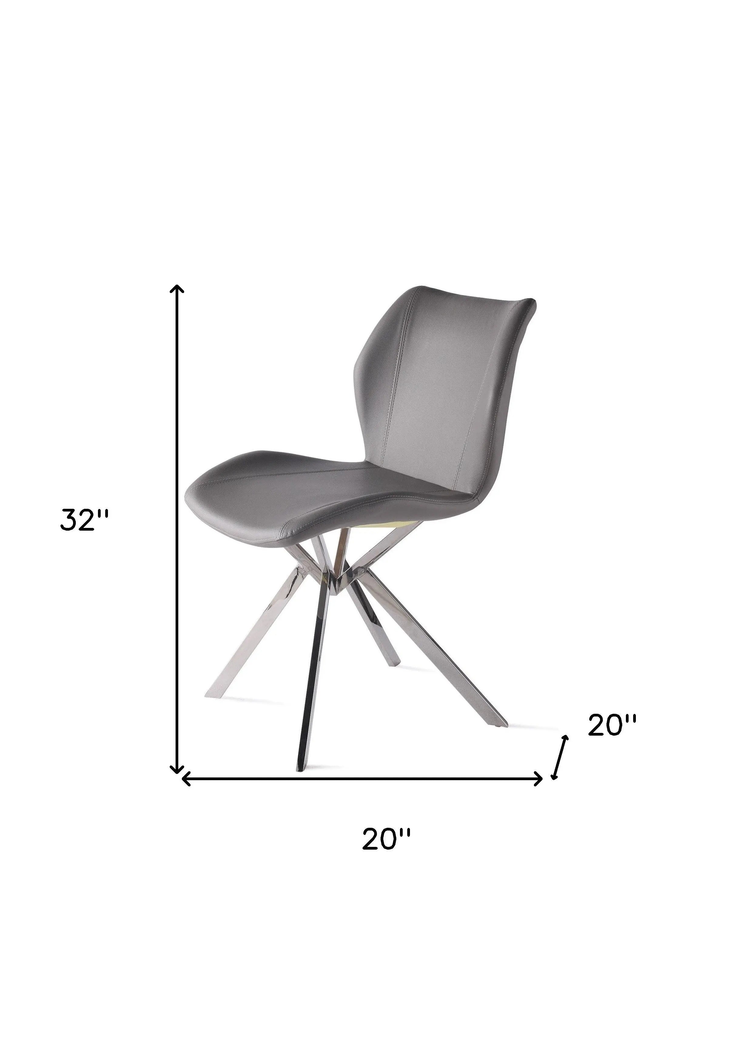 Set of Four Gray and Silver Faux Leather Dining Side Chairs Homeroots Kitchen & Dining