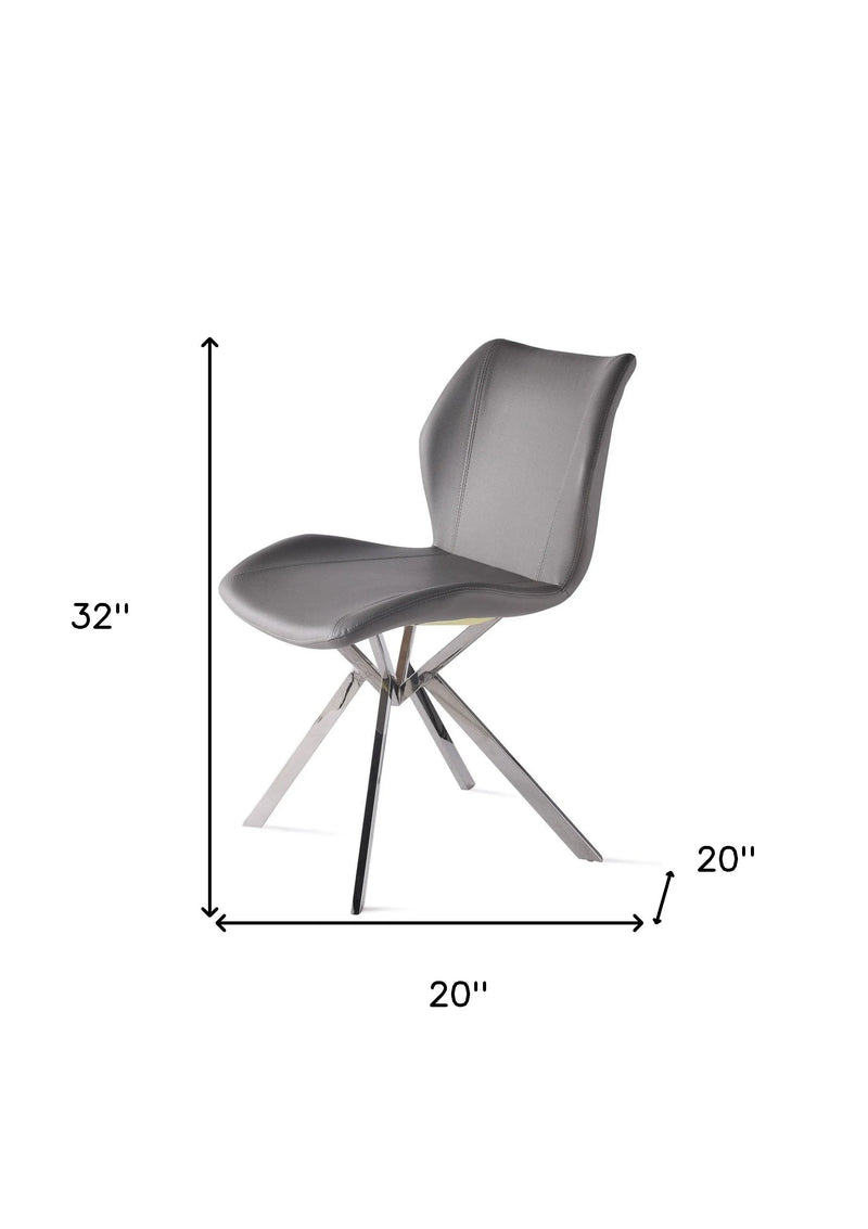 Set of Four Gray and Silver Faux Leather Dining Side Chairs Homeroots Kitchen & Dining