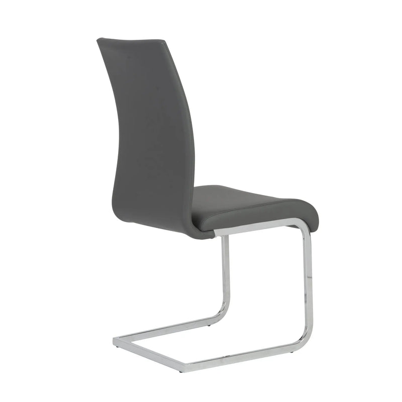 Set of Four Gray and Silver Upholstered Leather Dining Side Chairs Homeroots Kitchen & Dining