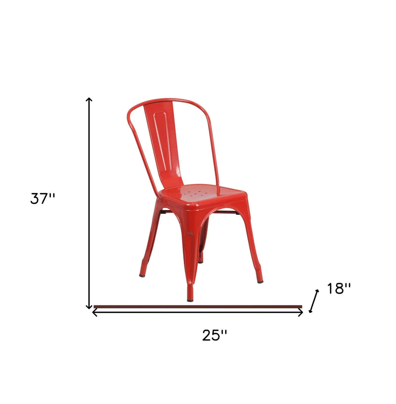 Set of Four Red Metal Open Back Dining Side Chairs Homeroots Kitchen & Dining