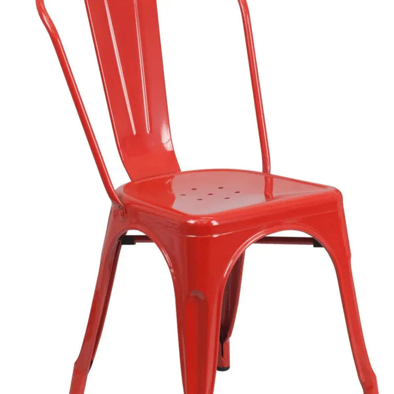 Set of Four Red Metal Open Back Dining Side Chairs Homeroots Kitchen & Dining