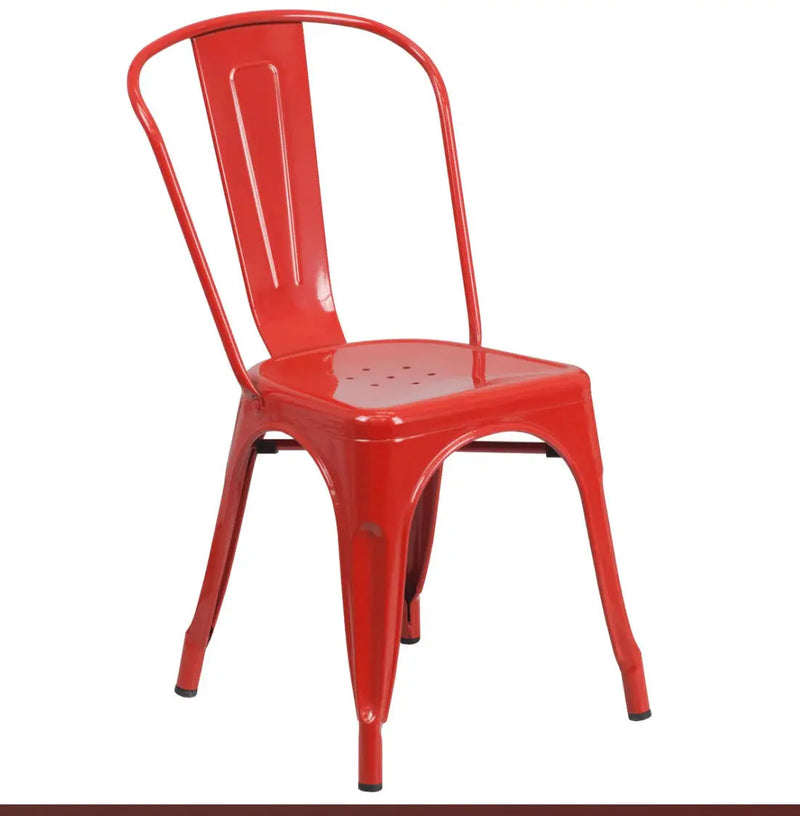 Set of Four Red Metal Open Back Dining Side Chairs Homeroots Kitchen & Dining