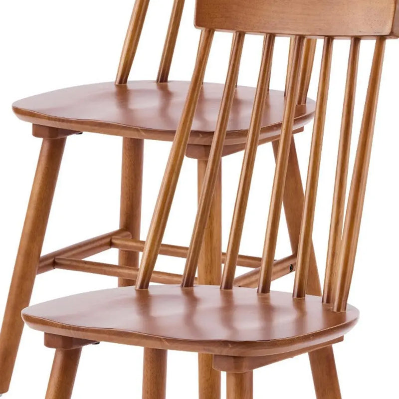 Set of Four Walnut Solid Wood Windsor Back Dining Side Chairs Homeroots Kitchen & Dining