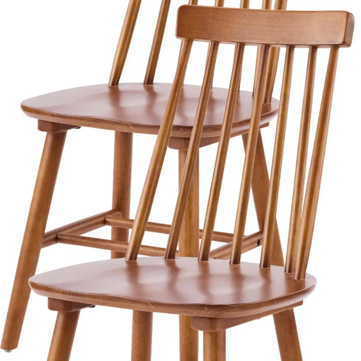 Set of Four Walnut Solid Wood Windsor Back Dining Side Chairs Homeroots Kitchen & Dining