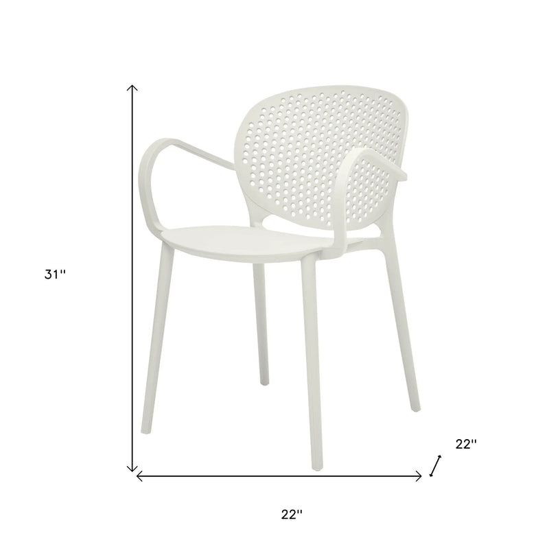 Set of Four White Heavy Duty Plastic Dining Arm Chairs Homeroots Kitchen & Dining