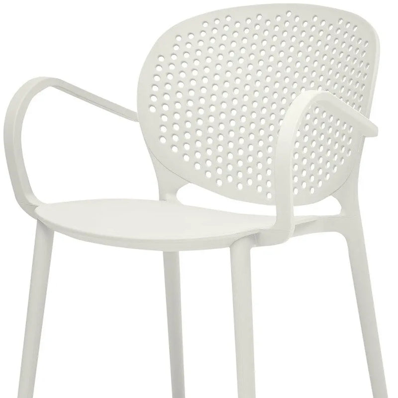 Set of Four White Heavy Duty Plastic Dining Arm Chairs Homeroots Kitchen & Dining