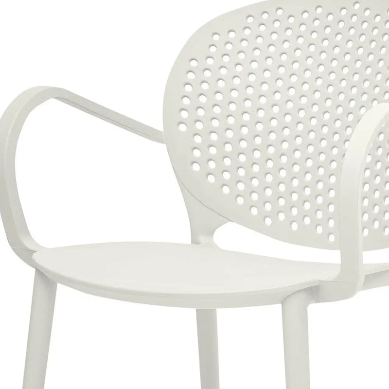 Set of Four White Heavy Duty Plastic Dining Arm Chairs Homeroots Kitchen & Dining
