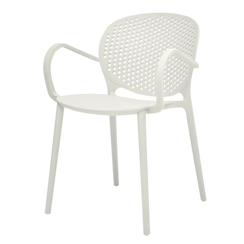 Set of Four White Heavy Duty Plastic Dining Arm Chairs Homeroots Kitchen & Dining