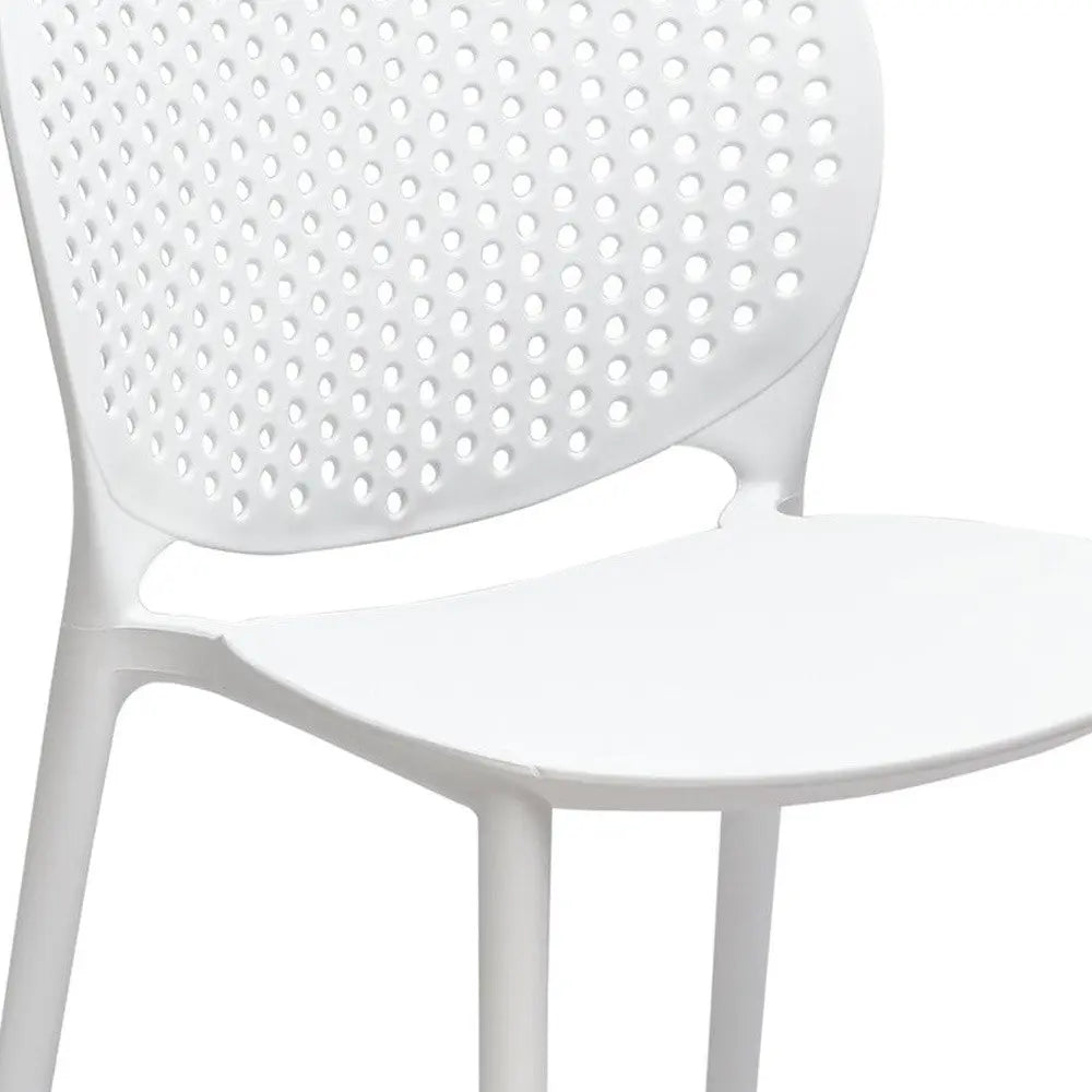 Set of Four White Heavy Duty Plastic Dining Side Chairs Homeroots Kitchen & Dining