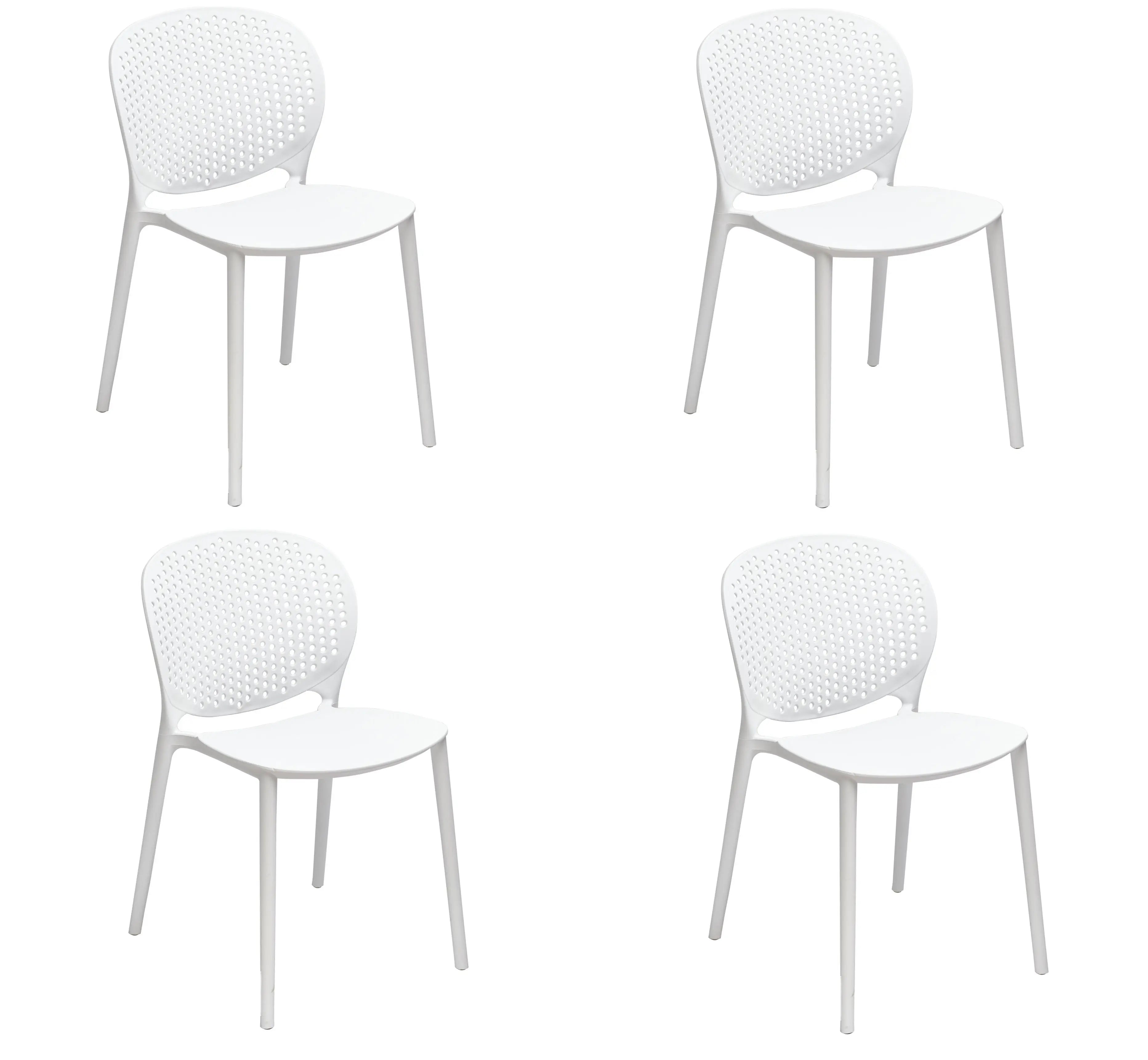 Set of Four White Heavy Duty Plastic Dining Side Chairs Homeroots Kitchen & Dining
