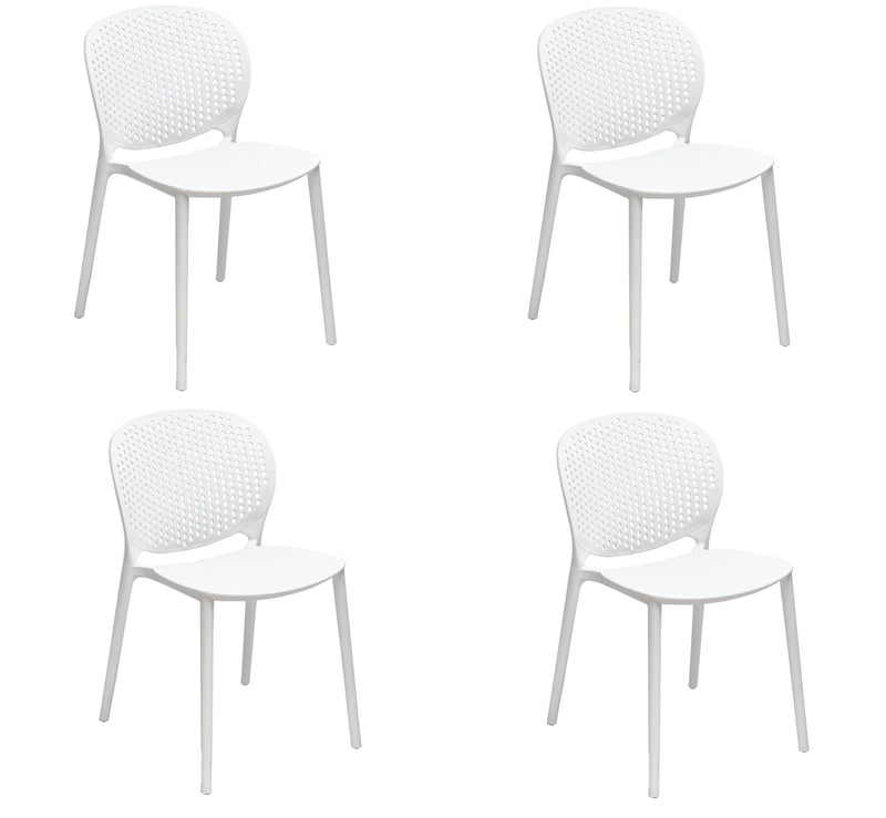 Set of Four White Heavy Duty Plastic Dining Side Chairs Homeroots Kitchen & Dining