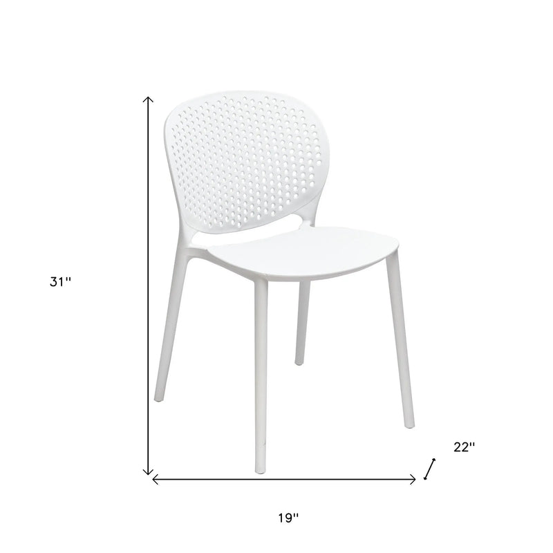 Set of Four White Heavy Duty Plastic Dining Side Chairs Homeroots Kitchen & Dining