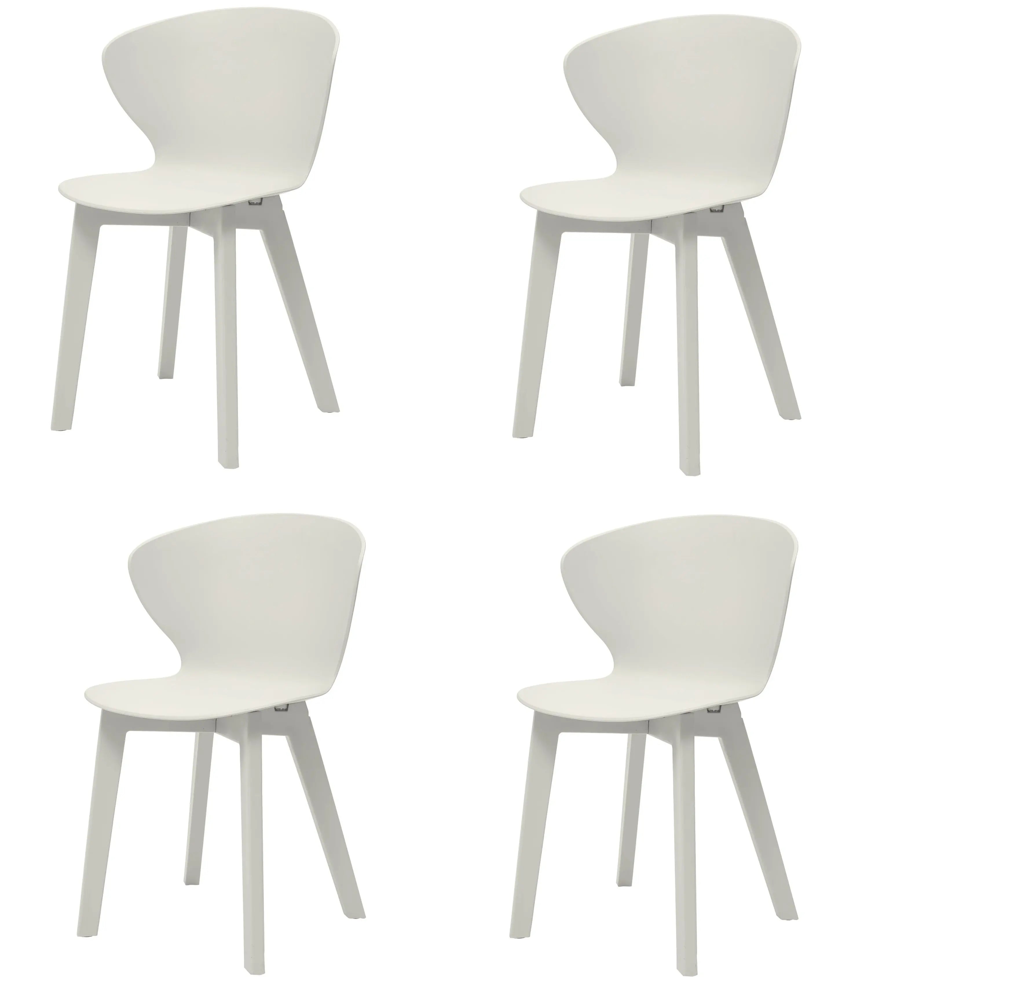 Set of Four White Heavy Duty Plastic Dining Side Chairs Homeroots Kitchen & Dining