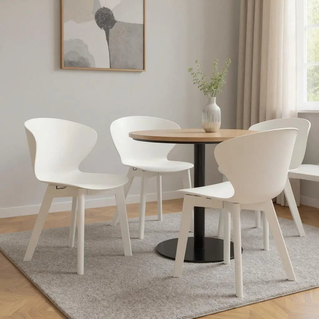 Set of Four White Heavy Duty Plastic Dining Side Chairs Homeroots Kitchen & Dining