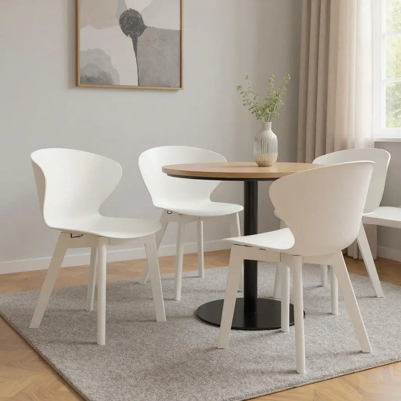 Set of Four White Heavy Duty Plastic Dining Side Chairs Homeroots Kitchen & Dining