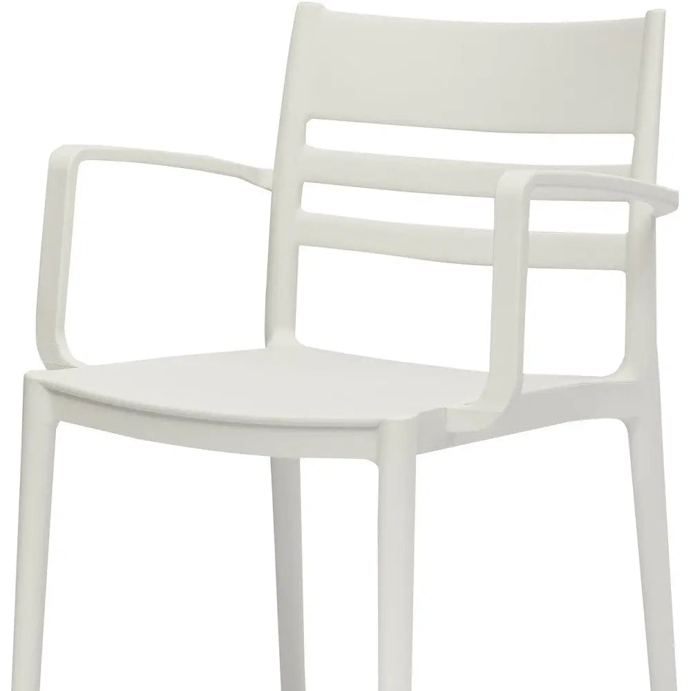 Set of Four White Heavy Duty Plastic Ladder Back Dining Arm Chairs Homeroots Kitchen & Dining